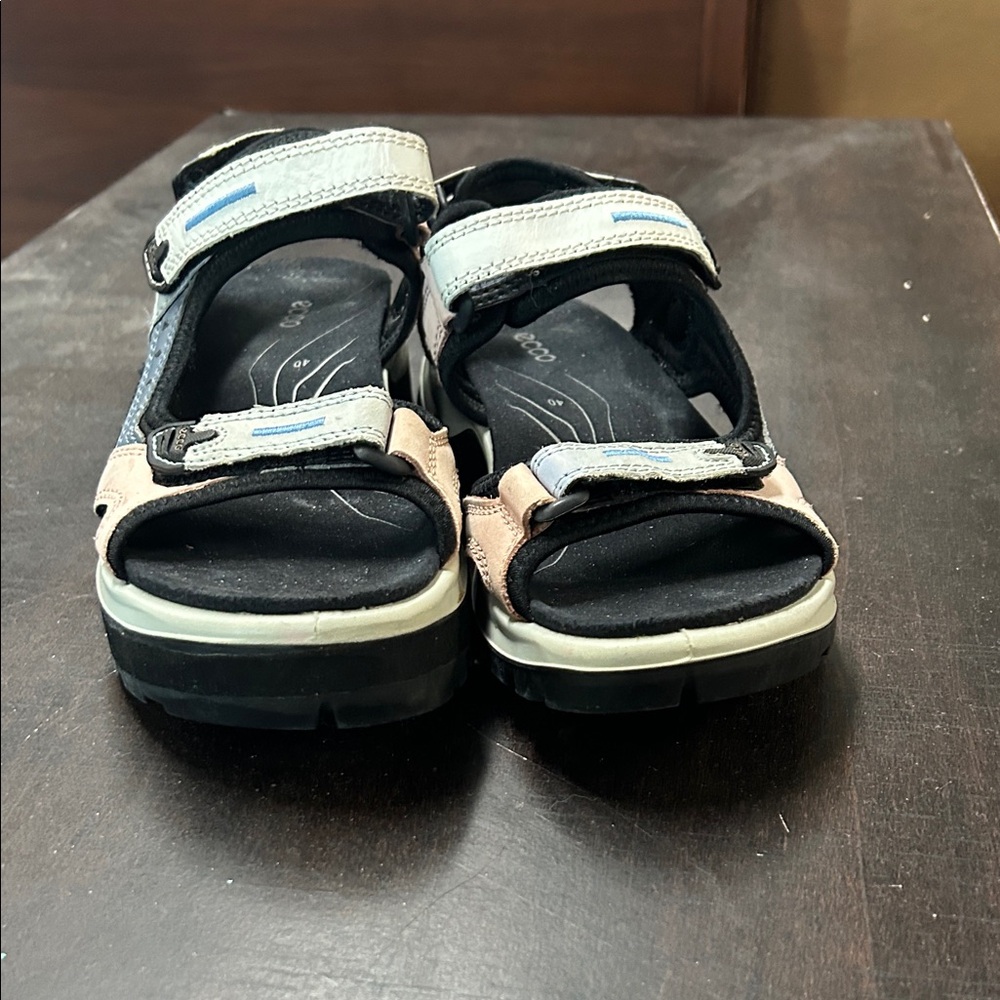 Ecco Women's Sandals Size 40 Black Beige Pink Orthopedic Comfort Shoes 9.5 - Picture 5 of 8